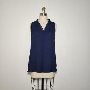 New York & Company Navy Sleeveless Blouse